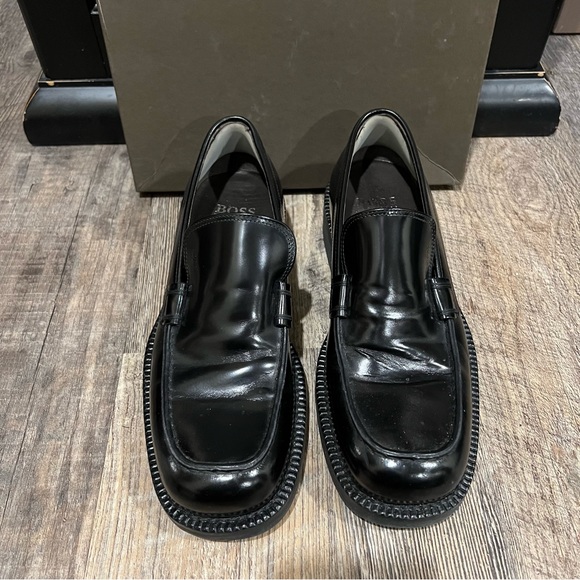 BOSS - Hugo Boss Men’s black leather loafers - Size:7.5 - Picture 3 of 7